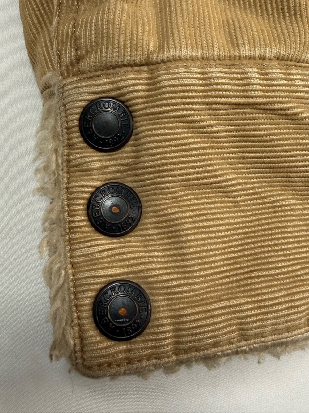 VINTAGE ABERCROMBIE & FITCH Womens Sherpa Corduroy Jacket S Y2K Trucker Western - Picture 9 of 16